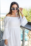 The April Off Shoulder Hi/Low Dress  - White