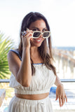 Q2 Rectangular Oversized Sunglasses - Cream