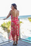 The Jenna Print Sheer Illusion Mesh Midi  Dress - Abstract