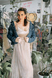 The Q2 Skinny Western Denim Jacket  - Mid Wash Denim