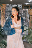 The Q2 Skinny Western Denim Jacket  - Mid Wash Denim