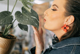 Red Jasmin Flower Earrings