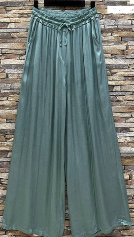 Italian Wide Leg Satin Feel Pants