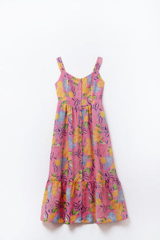FINAL SALE: Q2 Lemon Print Maxi Dress - Pink
