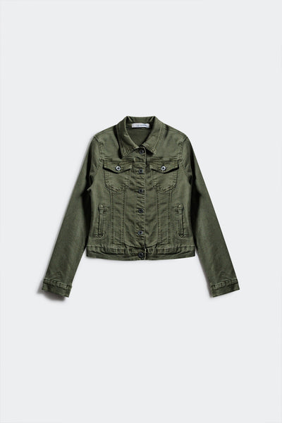 The Q2 Basic Denim Trucker Jacket - Khaki Green