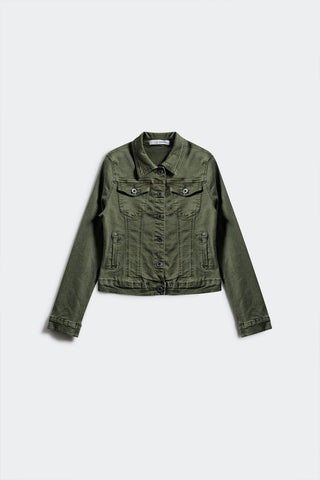 The Q2 Basic Denim Trucker Jacket - Khaki Green