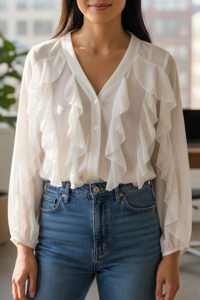 Italian One Size Ruffle Blouse
