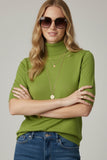 The Q2 Fine Knit Sweater with High Neck and Elbow Length Sleeves