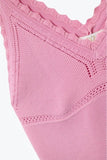 Q2 Knit V-Neck Tank Top with Scalloped Edges