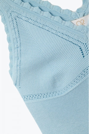Q2 Knit V-Neck Tank Top with Scalloped Edges