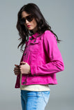 The Q2 Basic Denim Trucker Jacket - Pink