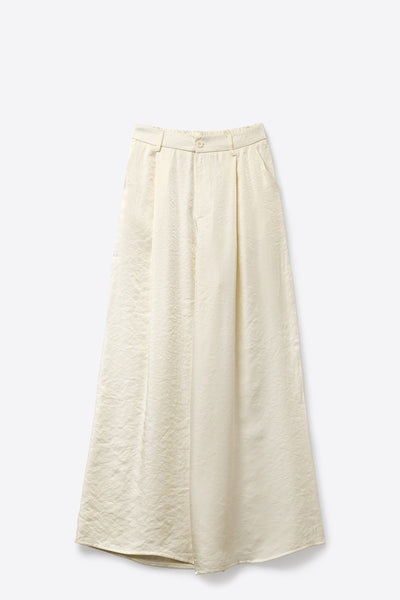 The Q2 Wide Leg Shiny Pants- Cream