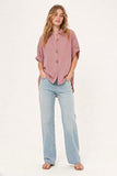 The Q2 Oversized Striped Poplin Blouse With Starfish Buttons