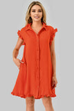 Avery Game Day Ruffle Button Down Dress Black