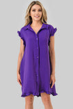 Avery Game Day Ruffle Button Down Dress Black