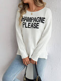 Champagne Please Slit Sweater - White