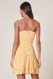 Doreen Daisy Tie Strap Smocked Back Top- Yellow