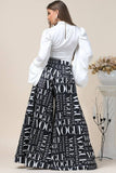 Vogue White Print Palazzo Pants - Black
