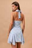 Halter Neck Plaid Mini Dress