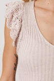 Mystree Flutter Crochet Sleeve Sweater