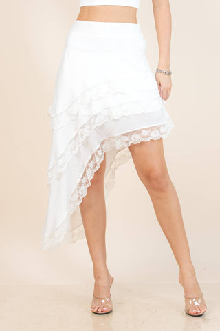 Monse Asymmetrical Lace Midi Skirt