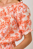 Mystree Double Gauze Printed On and Off Shoulder Top