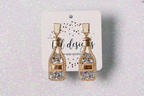 Glitz Champagne Bottle Earrings