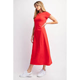 Basic Brittany T-Shirt Midi Dress - Red