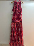 Italian High Neck Ruched Mesh Dress