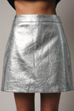 Foul Faux Leather Mini Skirt -Gold