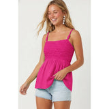 Cord Detail Smocking Top- Capri Blue