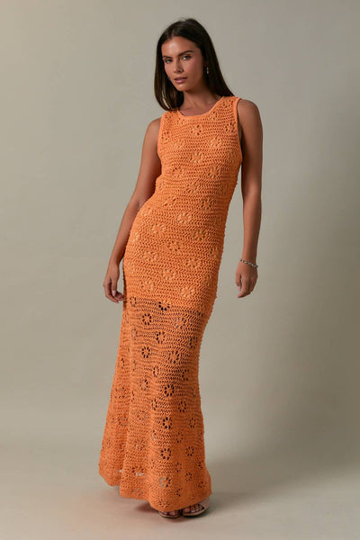 Sleeveless Crochet Effect Cover Up Maxi Dress