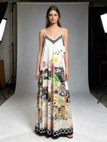 Amalfi Coast Maxi Dress- Black