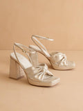 The Zoey Light Gold Knotted Band Platform Heel-  Light Gold
