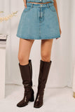 High Waist Flared Mini Skort - LW Denim