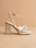 The Zoey Light Gold Knotted Band Platform Heel-  Light Gold