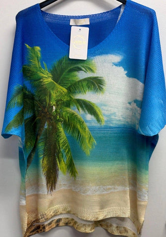 Palm Tree Beach Italian Sweater