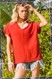 Lucy Loose Fit Gauze Short Sleeve Top