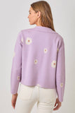 Mystree Flower Patterned Sweater Jacket