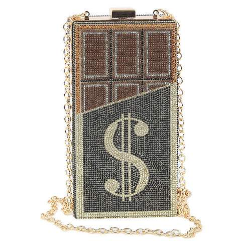 Rhinestone Chocolate Money Box Evening Bag