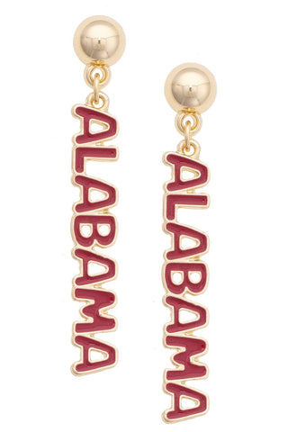 Alabama Crimson Tide Puffy Nameplate Earrings