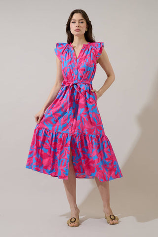 Meira Floral Charlotte Button Midi Dress