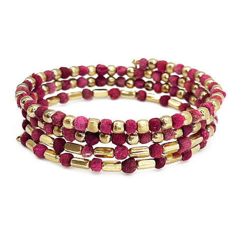 Aasha Chic Blush Coil Kantha Beaded & Handcrafted Bracelet