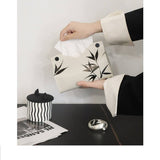 Bamboo Leaf Ink Print Tissue Box Cover