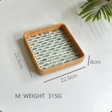 Sardine Shell Inlay Rattan Tray