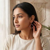 Aasha Patriotic Small Bead Hoop Kantha Handcrafted Earrings