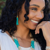 Sachi Island Waterfalls Earrings - Turquoise Solid Tassel
