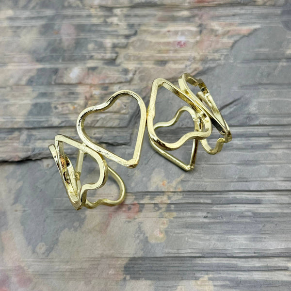 Handcrafted Gold Wire Heart Cuff Bracelet