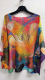 Abstract Round Knit Print Sweater- Multi