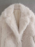 Stylish Loose Midi Faux Fur Coat - White